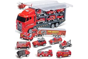 Coolplay Feuerwehrauto Groß Autotransporter Spielzeug Einsatzfahrzeug Kinder Autos Spielzeug Set für ab 3 Jahre Junge