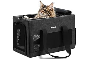 Pecute Kattväska Extra Stor, Katttransportlåda Mörkgrå | Robust hundtransportväska, kattbärväska, lätt, ventilerad katttransportbur för resor, bil, veterinär, upp till 7 kg