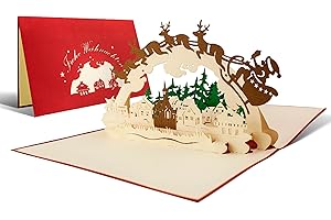 DIESE-KLAPPKARTEN Biglietti di Natale, paesaggio invernale pop up, realizzato a mano, elegante biglietto di auguri, W03