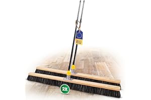 ‎NOVALIV Novaliv 2X Feinstaubbesen mit Rosshaarmischung I 100cm mit Teleskopstiel I Kehrbesen Hofbesen Werkstattbesen Großraumbesen