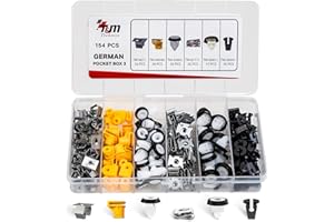 T&M TECHNICS® Kit Complet de Clips de Fixation en Plastique pour Auto – Lot de 154 Rivets, Agrafes et Fixations pour voiture allemande – Carrosserie & Garnitures de Voitures - German Pocket Box 3