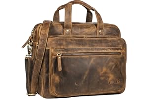 STILORD 'Walt' Sac d'affaires en Cuir Cartable de Professeur Sac d'enseignant Porte-Documents Sacoche d'ordinateur, Couleur:Marron Moyen