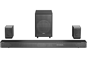 Hisense AX5120G – Barre de Son 5.1.2 Dolby Atmos, 420W, avec Caisson de Basses sans Fil et 2 Enceintes Arrière sans Fil, Son Surround 3D, HDMI eARC, Bluetooth, Modes Audio (Jeu, Film...)