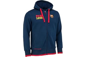 GUOML Trainingsjacke mit Reißverschluss und Kapuze. Offizielles Produkt von FC Barcelona, Erwachsenengröße für Herren S blau