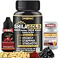 Shilajit Gold Capsules 850mg with Swarn Bhasm | Ayurvedic Herbs Shilajit, Kesar, Safed Musli and 31 herbs | For Strength, Stamina & Performance - 60 Capsules