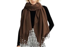 Turmaster Szalik damski, szalik z frędzlami, ciepły zimowy szal, 180x70 cm, szal z paszminy dla kobiet i mężczyzn