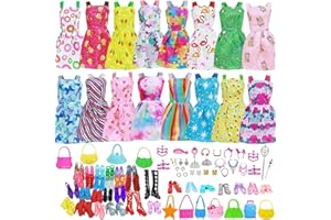 CMXOAJ 90 PCS Doll Clothes and Accessories Set, Doll Accessories Mini Fashion Dresses Party Dress Handbags Shoes Princess Wand Crown Jewelry Accessories Random Stlye Gifts for 11.5 inch Girl Doll