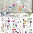 Adesivi Per Finestra Decalmile A Tema Girasoli, Fiori E Farfalle – Set Da 8 Fogli, Effetto Colorato Su Entrambi I Lati, Rimovibili E Riutilizzabili, Senza Colla
