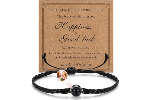 Easycosy Bracelet Personnalisé Photo, Bracelet Homme Femme avec Image à l'intérieur Pendentif de Projection Photo, Cadeau Fête des Mères pour Maman Mamie Femme