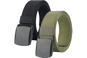 Luoqun88 Work Belts for Men Pack of 2,Belts for Men,Adjustable Nylon Fabric Belt,No Metal Buckle, Fast Pass Through the Airport Security,Breathable Outdoor Web Belts with Plastic Buckle