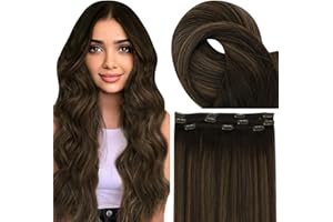 ‎FSHINE Fshine Echthaar Extensions Clip 30cm 50g 3 Stücke Balayage Dunkelbraungemischt Kastanienbraun Clip in Extensions Echthaar Haarverlängerung Echthaar Clip Remy Extensions in der Farbe 2 8 2