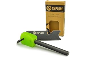 2XPLORE Ignite Glow Fire Steel Magnesium Fire Starter Flint Striker - Glow in the Dark Survival Tool Kit for Outdoor Camping Living Survival …