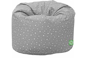 BeanLazy ® 100% Cotton Large Grey Stars Bean Bag with Filling