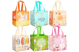 BELSVOR 6 Stück Ostern Geschenktüten, 6PCS Ostern Taschen mit Griffen, Ostern Geschenktüten für Eier/Geschenke/Karotten, Ostern geschenktüte 20 * 20CM, Geschenktüte Ostern für Kinder Ostern