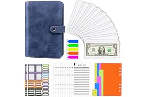 AOCII Raccoglitore di bilancio con buste a cerniera, raccoglitore di bilancio A6 con buste in contanti per il bilancio, divisori di raccoglitore della chiusura lampo del portafoglio (blu)