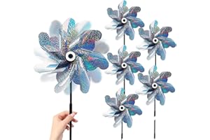 ENAIAH Repellente per Uccelli Girandole,6 Pezzi Mulino a Vento Riflettente,Mulino a Vento Girandola,Girandole per Spaventapasseri,girandole riflettenti,per Proteggere Giardini,Fattorie (Piccolo)