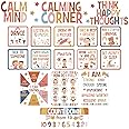 Calm Down Corner Bulletin Board Set for Classroom Decoration Feelings Chart with Calming Poster Mental Health Feeling Management Poster for Kindergarten Emotions Poster Decor School (Boho Colors)