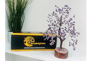KRISTALGLOBE Amethyst Crystal Tree, healing crystal tree of life, 300amethyst crystal bonsai tree, Positive Energy Tree, Meditation gift, crystals and stones,Home decor feng shui