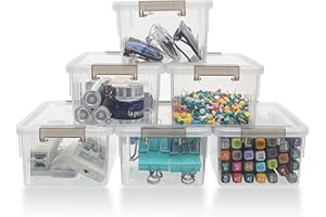 Citylife Lot de 6 Petite Boîtes de Rangement 1.25L Avec Couvercle Caisse Rangement Boîte Transparente Empilable Plastique Mini Boite Rangement 17.7 x 13 x 8.2 cm