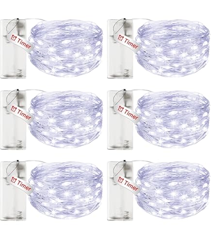 litogo Lichtsnoer op batterijen Timer, 3M 30 LED Lichtsnoer voor binnen, waterdicht, koperdraht, fairy lights, lichtsnoeren batterijbediend (2AA batterijen), voor feest, Kerstmis, bruiloft, decoratie