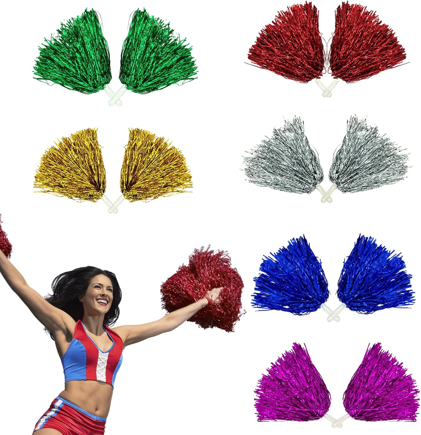 12 pompones de animadora: pompones de animadora con asas, pompones de animadora, bonitos pompones de animadoras, cintas de flores de animadora, pompones de animadora, pompones para aeróbic, fiestas
