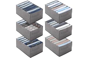 ROLLWAY 6 Piezas Organizadores de Cajones de Pantalones Organizador Armario Ropa Caja de Almacenamiento de Ropa Plegable Lavable Organizador de Armario para Guardar Camisetas Calcetines Ropa