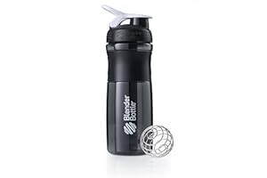 BlenderBottle Sportmixer Tritan Trinkflasche mit BlenderBall, geeignet als Protein Shaker, Eiweißshaker, Wasserflasche oder für Fitness Shakes, BPA frei, skaliert bis 760 ml, 820 ml, weiß/schwarz