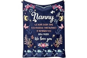 SECOGM Nanny Gifts - Print Blankets for Nanny Grandma, Soft Flannel 50" x 60" (Navy Blue)