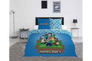 AYMAX Juego de cama doble Minecraft Ready to Survive, 2 personas, funda nórdica reversible de 240 x 220 cm y 2 fundas de almohada de 63 x 63 cm