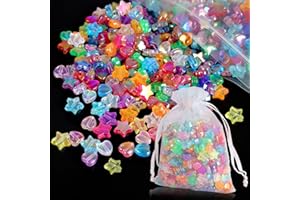 HAINUE 500 Piezas Perlas de Colores con Forma de Estrella, Kit Pulseras, Perla de Corazón, Friendship Bracelet Kit, Estrella Colorida Arcryl Beads, Bricolaje para Manualidade, Pulseras, Collare