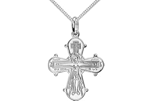 Dagmar Kreuz-Anhänger Gold 333, Gold 585 und 925 Sterling-Silber Dagmarkreuz mit Panzer-Kette für Damen, Herren und Kinder als Goldkreuz und Silberkreuz Ketten-Anhänger Taufgeschenk mit Schmuck-Etui