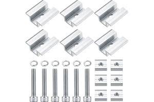 FULUSHOUXI 6 szt. aluminiowych zacisków centralnych PV, mocowanie fotowoltaiczne, uchwyt montażowy do paneli słonecznych, wysokość modułu 25-50 mm, ze śrubami M8