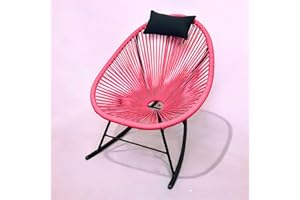 DIRECT FURNITURE DEALS Modern Vibrant Coloured Rocking Chair with Cushion. Indoor/Outdoor Lounge Chair for Garden, Patio, Porch and Decking. Banana (Yellow), Raspberry (Pink), Orange, Black, Brown & Grey (Pink)