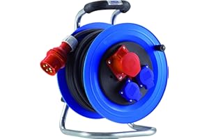 HEDI Enrouleur de câble, plastique, IP 44, (courant triphasé), Type de câble : H07 RN-F 5G2,5, Long. de câble 25 m, Qualité du câble Néoprène