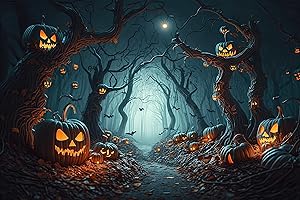 Halloween Fotografie Hintergrund, 1,5 * 2m Ci-Fotto Halloween Party Dekoration Hintergrund Kürbis und Wälder, Fotostudio Hintergründe Geeignete Fotografie für Kinder