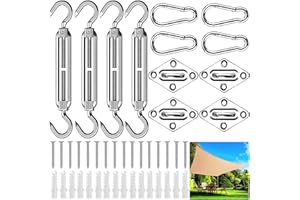 LPAOIS Kit de Montaje para Toldo,44 Piezas para Fijación para Toldo Cuadrado o rectángulo,Heavy Duty Sun Shade Sail Hardware,Acero Inoxidable,para Jardín Patio