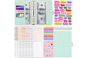 Budget Planner A6, AOTUAO Binder Budget Planner Deutsch Haushaltsbuch mit Geldfächer, Cash Stuffing Geld Organizer mit Klar Plastik Binderumschlägen, Budgetplaner Sparbuch, Budgetblätter-Türkis