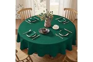 Softalker Nappe de Noël Verte Ronde 180 cm Lavable et Anti Tache, Durable et Élégante, pour Décoration Table Ronde, Fête de Fin d’Année, Grande Réunion Familiale, Dîner Festif et Anniversaire