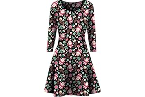 STAR FASHION Women Christmas Party Dress Snowman Swing Dress Novelty Printed Skater Xmas Dress Secret Santa Gift for Ladies UK Size 8 to 26