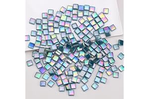 Yatinkim Mosaikfliesen 170g Glassteine Mosaik Steine Bulk Quadrat Kristall Glasstücke DIY Handwerk Deko Heim Handgefertigt Schmuck Blumentöpfe Fotorahmen Cyan