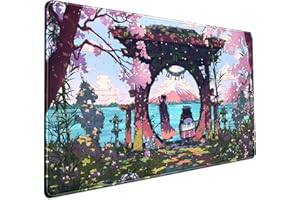 MECHANICAL CATTLE Różowa japońska podkładka na biurko anime gamingowa zielona podkładka pod mysz duża podkładka pod mysz na biurko komputer PC laptop biuro dekoracja dla kobiet, anime podkładka pod klawiaturę z