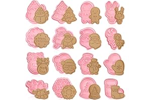 ENAIAH Lot de 16 Emporte Pièces Noël 3D en Plastique - Moule à Biscuits pour Enfants, Cookie Pâtisserie - Pour Décoration de Fondant, Gâteau (G)