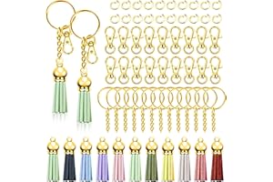 Swpeet Kit de 140 llaveros dorados – Anillos y borlas a granel – cierres de langosta y anillos de salto – 35 piezas cada uno