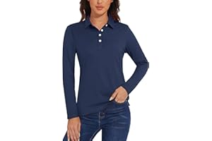 TACVASEN Damen Poloshirt UPF 50+ Langarm Golf Langarmshirt UV Schutz Polo Shirt Schnelltrocknend Sportshirt