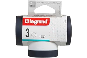 Bticino Legrand LG-694521 Multi Adattatore Presa Tripla, 3 Prese Schuko Standard Tedesco, Spina Grande 16A Rotante 180°, Presa multipla su 3 Lati, Salvaspazio, Finitura Opaca, Colore Bianco e Grigio