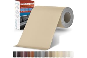 SGOOYIR Patch de Réparation en Cuir Beige, 10x200cm Auto-adhésif Simili Cuir Autocollant, cuir Autocollant pour Réparation Canapé, Siège Auto, Sac, Veste