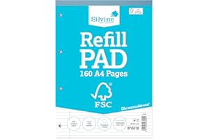 Silvine A4 Everyday FSC Refill Pad. Lined with Margin, 160 Pages of FSC Certified Paper. Ref FSCRP80