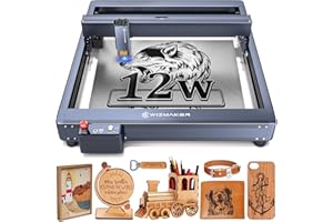 WIZMAKER L1 Laser Graviermaschine, 12W Ausgangsleistung Laser Cutter, 60W Hohe Genauigkeit Laserschneider, DIY Lasergravur Maschine Schneidemaschine, Lasergravierer für Holz und Metall