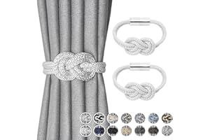 Pretty Jolly Mini magnetische Vorhang Raffhalter Nordisch Einfacher Stil Vorhang-Raffhalter Elegante dekorative Vorhang drapieren Krawatte zurück für Haus & Büro Fenster Drapery, Weiß, 2 Stück