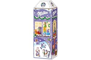 ‎MILKA Milka 3D Haus Adventskalender mit zarten Alpenmilch-Schokoladenfiguren – dekoratives Winterhäuschen – 223g